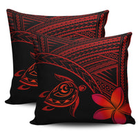 hawaiiPillow Cases - Hawaii Turtle Plumeria Red One Size 18"x 18" (Twin Sides) (Set of 2) Red - Polynesian Pride