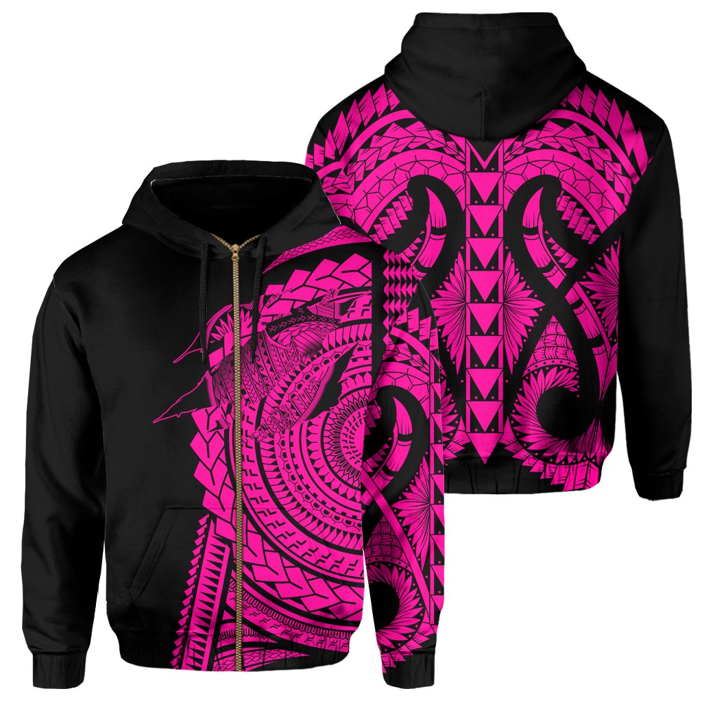 Hawaii Polynesian Zip Hoodie In My Heart Ryan Style Pink Unisex Pink - Polynesian Pride