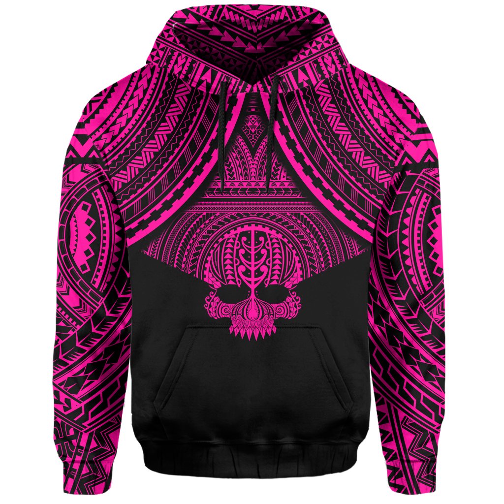 Polynesian Skull Hawaii Hoodie Pink Circle Style - Polynesian Pride