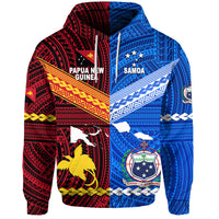 Custom Papua New Guinea Samoa Together Hoodie, Custom Text and Number LT8 - Polynesian Pride