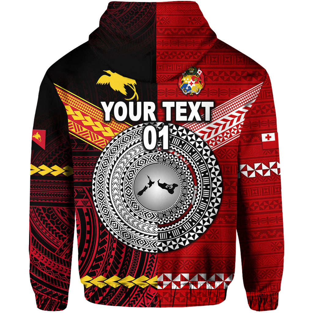 Custom Papua New Guinea Tonga Hoodie Polynesian Together Red, Custom Text and Number LT8 - Polynesian Pride