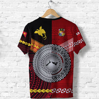 Papua New Guinea And Tonga T Shirt Polynesian Together Red LT8 - Polynesian Pride