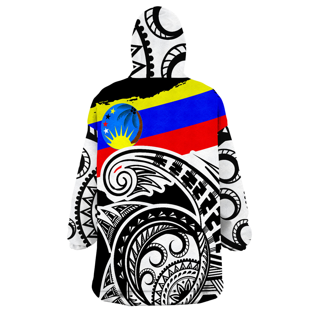 Pohnpei Pingelap Flag With Round Black White Pattern Wearable Blanket Hoodie LT9 - Polynesian Pride