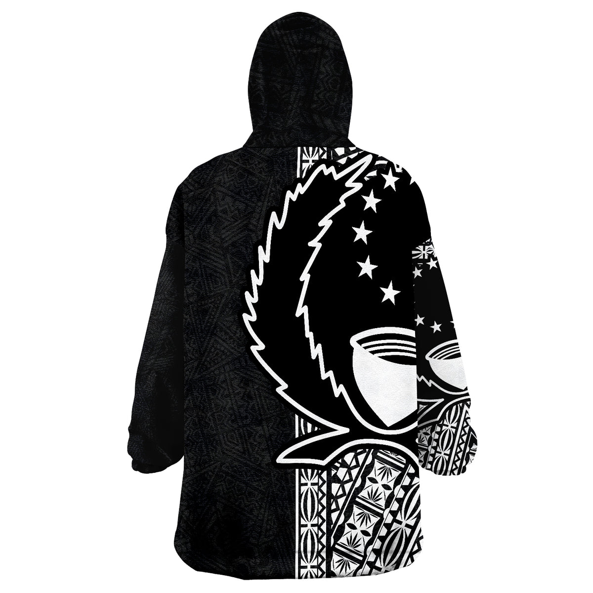 Pohnpei Polynesian White Line Wearable Blanket Hoodie LT9 - Polynesian Pride