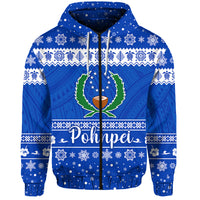 Custom FSM Pohnpei Christmas Zip Hoodie Simple Style LT8 - Polynesian Pride