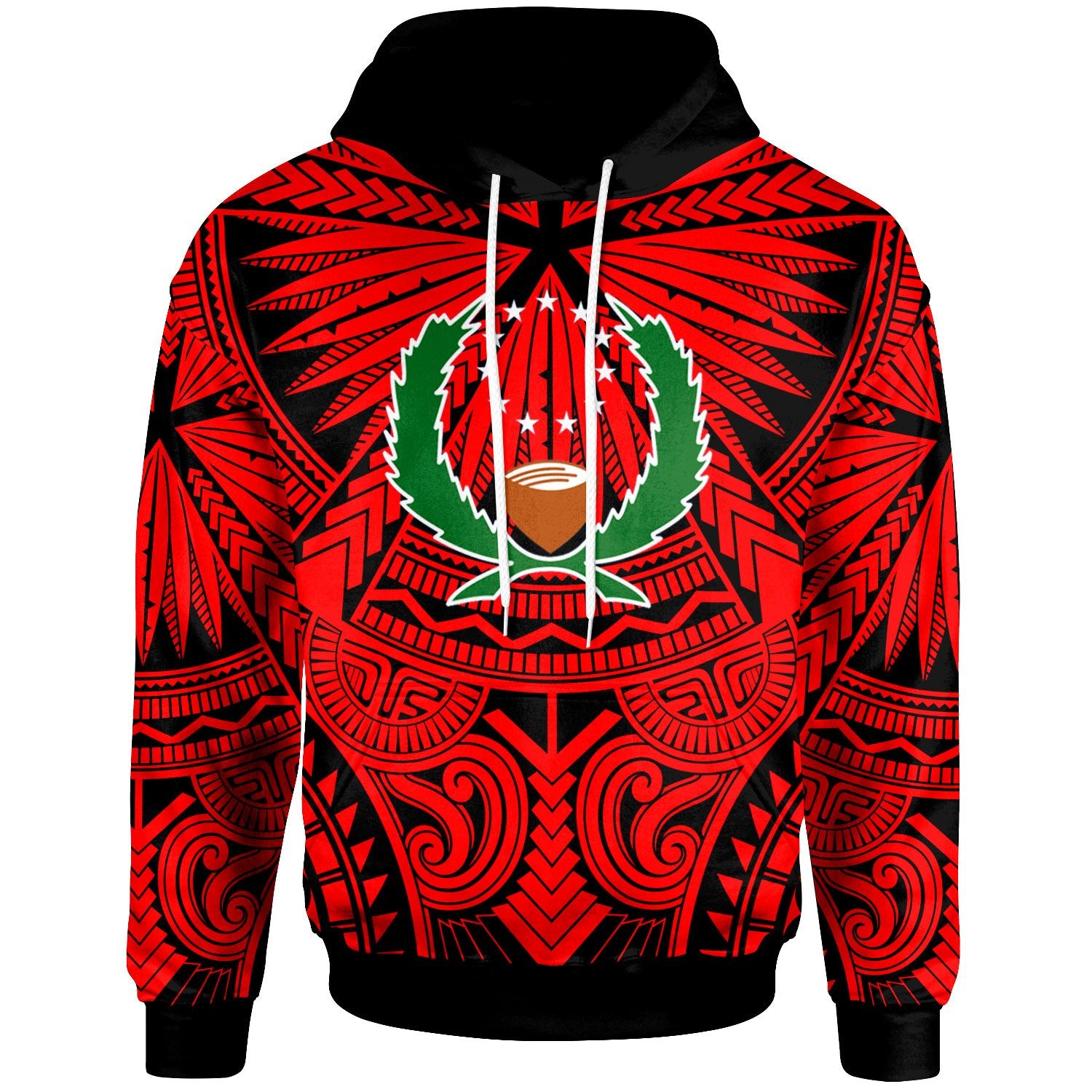 Pohnpei Hoodie Classic Vignette Style Unisex Red - Polynesian Pride