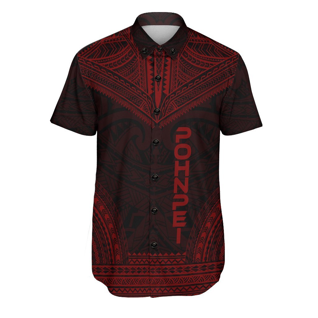 Pohnpei Polynesian Chief Shirt - Red Version Men Red - Polynesian Pride