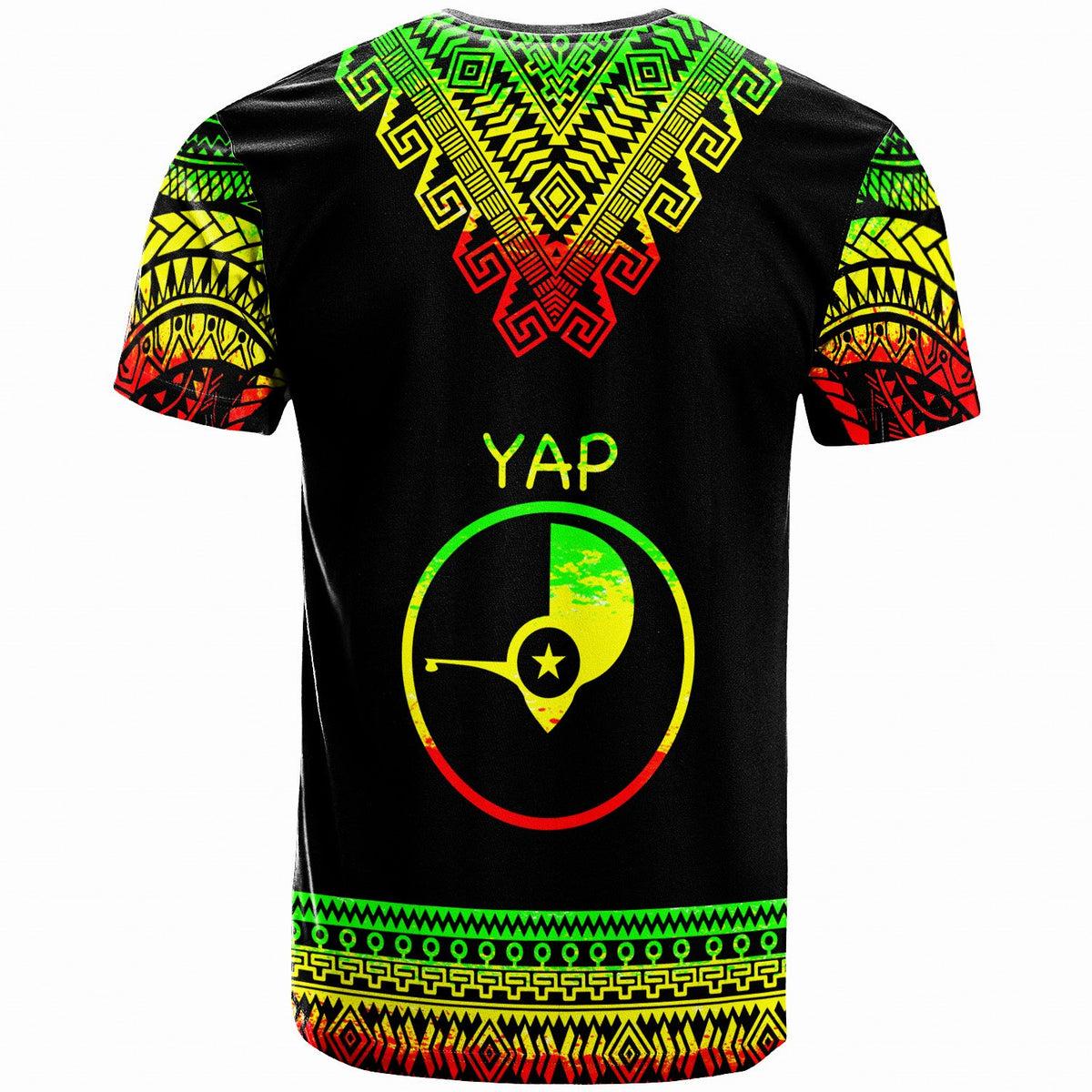 Yap Custom T Shirt Tooth Shaped Necklace Pattern Reggae - Polynesian Pride