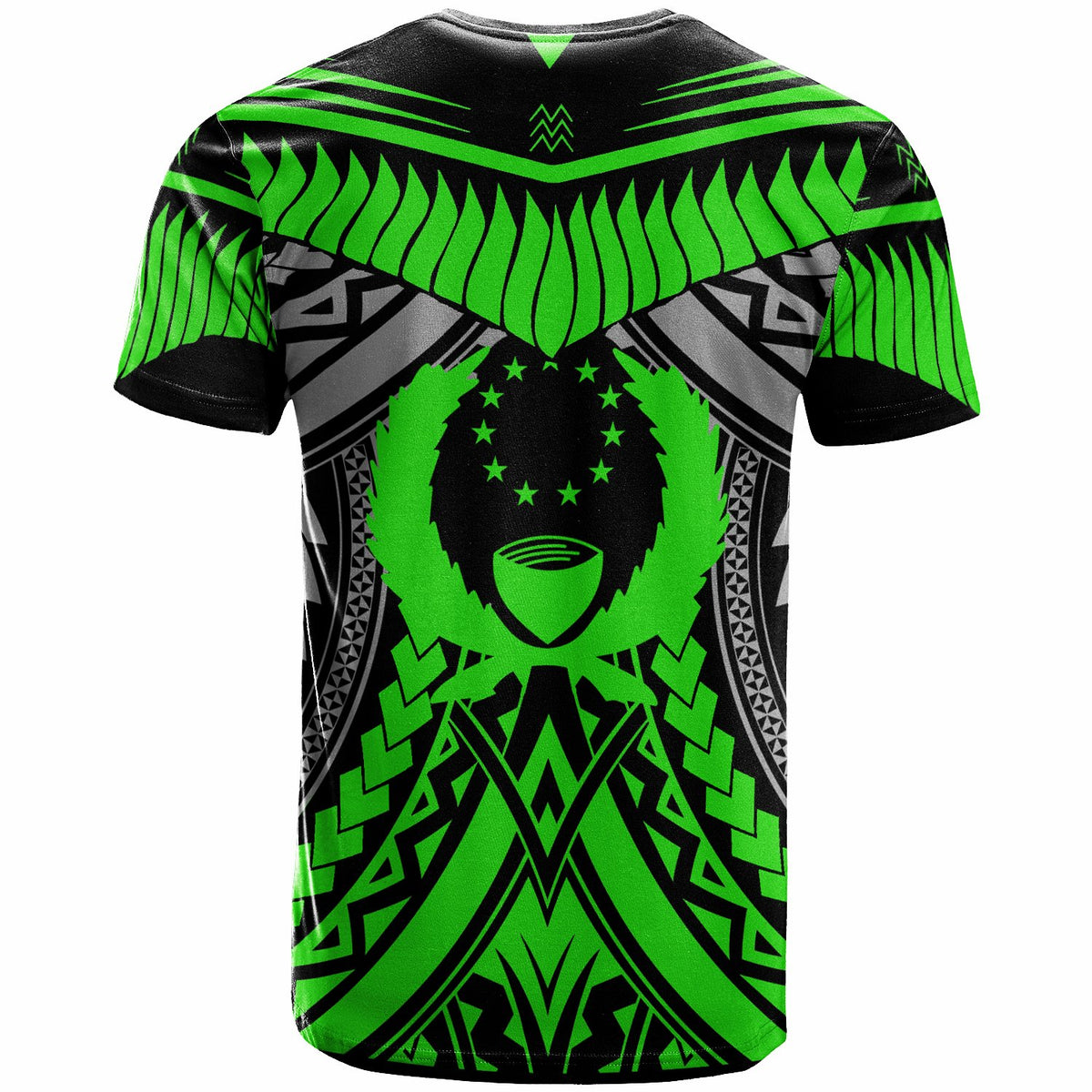 Pohnpei T Shirt Tooth Shaped Necklace Texture Green Neon - Polynesian Pride