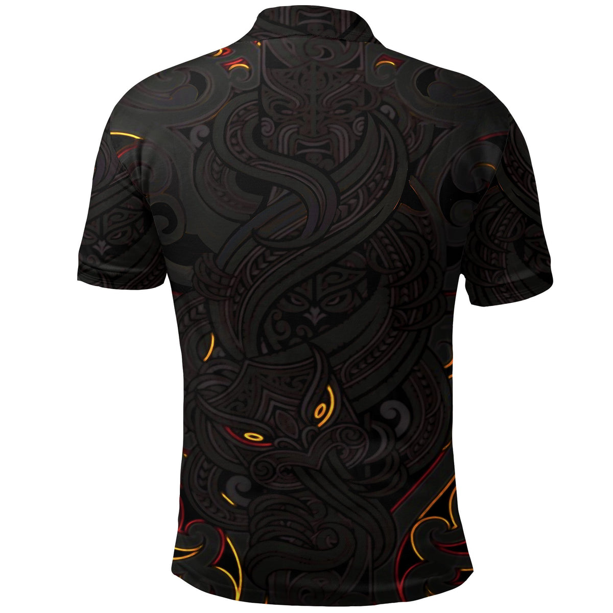 New Zealand Polo Shirt, Maori Gods Golf Shirt, Tumatauenga (God of War) Black - Polynesian Pride
