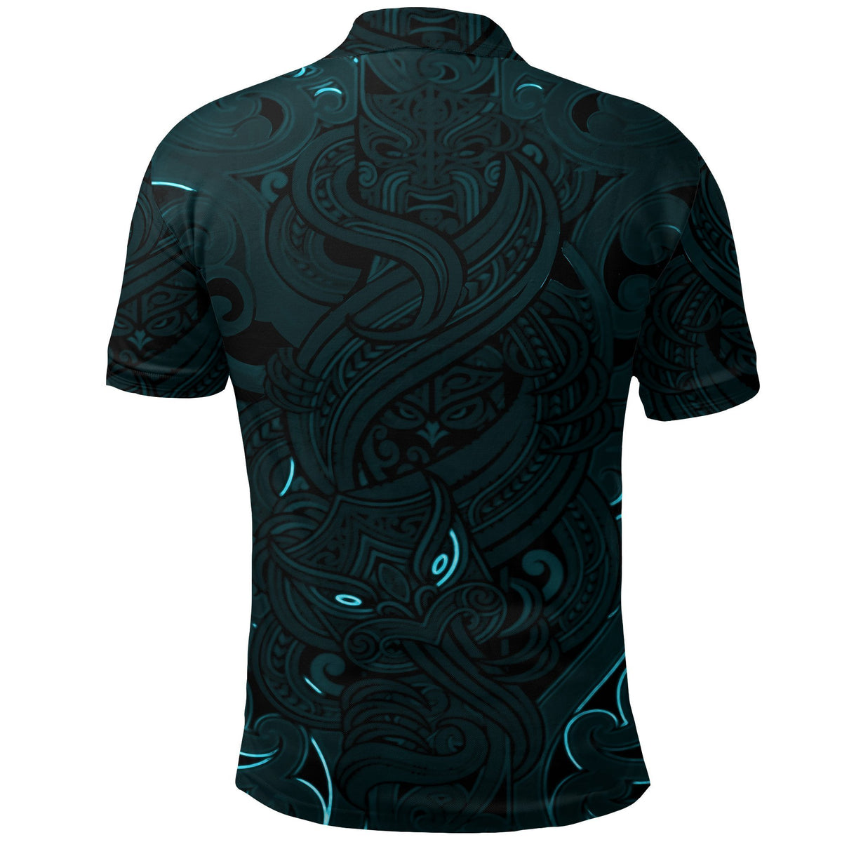 New Zealand Polo Shirt, Maori Gods Golf Shirt, Tumatauenga (God of War) Blue - Polynesian Pride