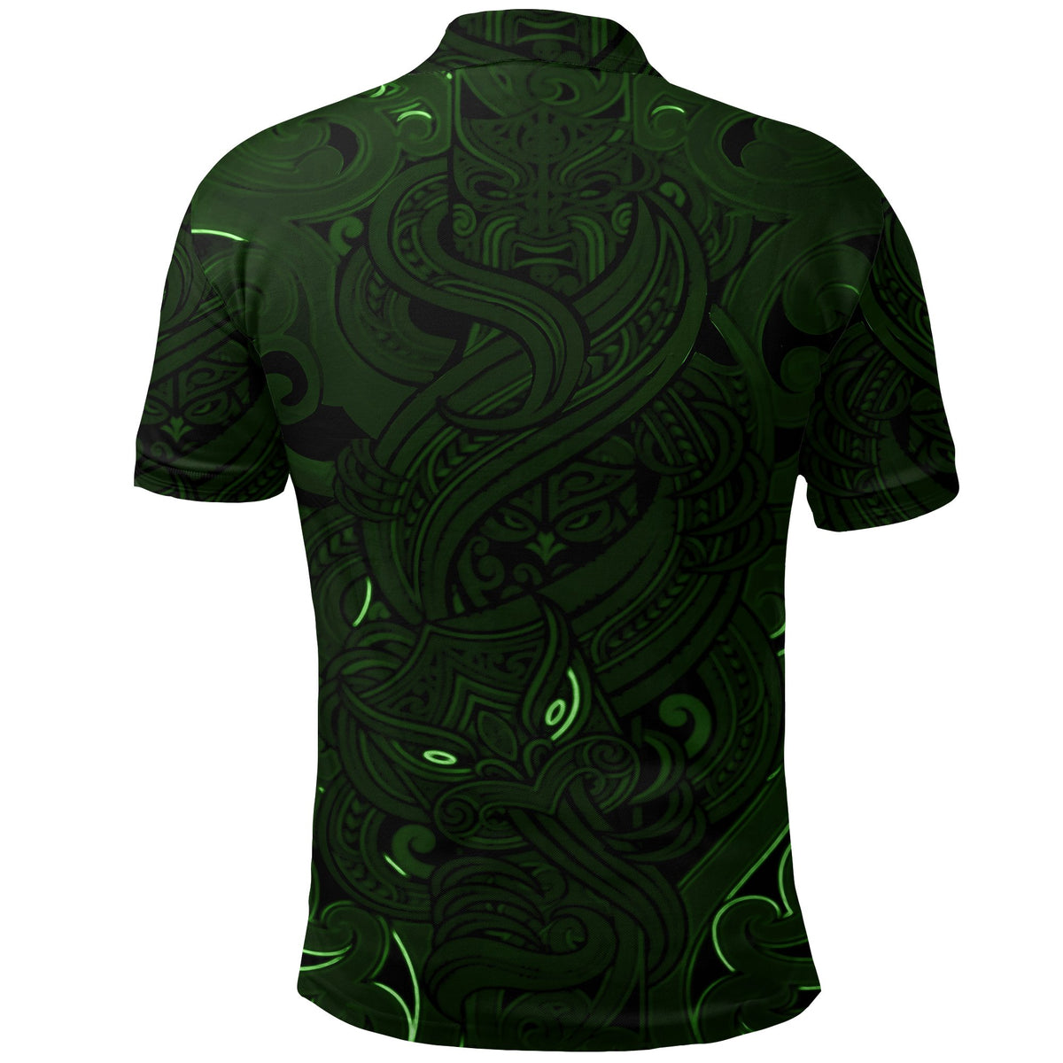 New Zealand Polo Shirt, Maori Gods Golf Shirt, Tumatauenga (God of War) Green - Polynesian Pride