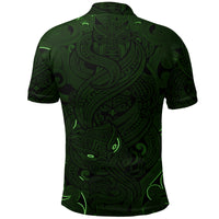 New Zealand Polo Shirt, Maori Gods Golf Shirt, Tumatauenga (God of War) Green - Polynesian Pride