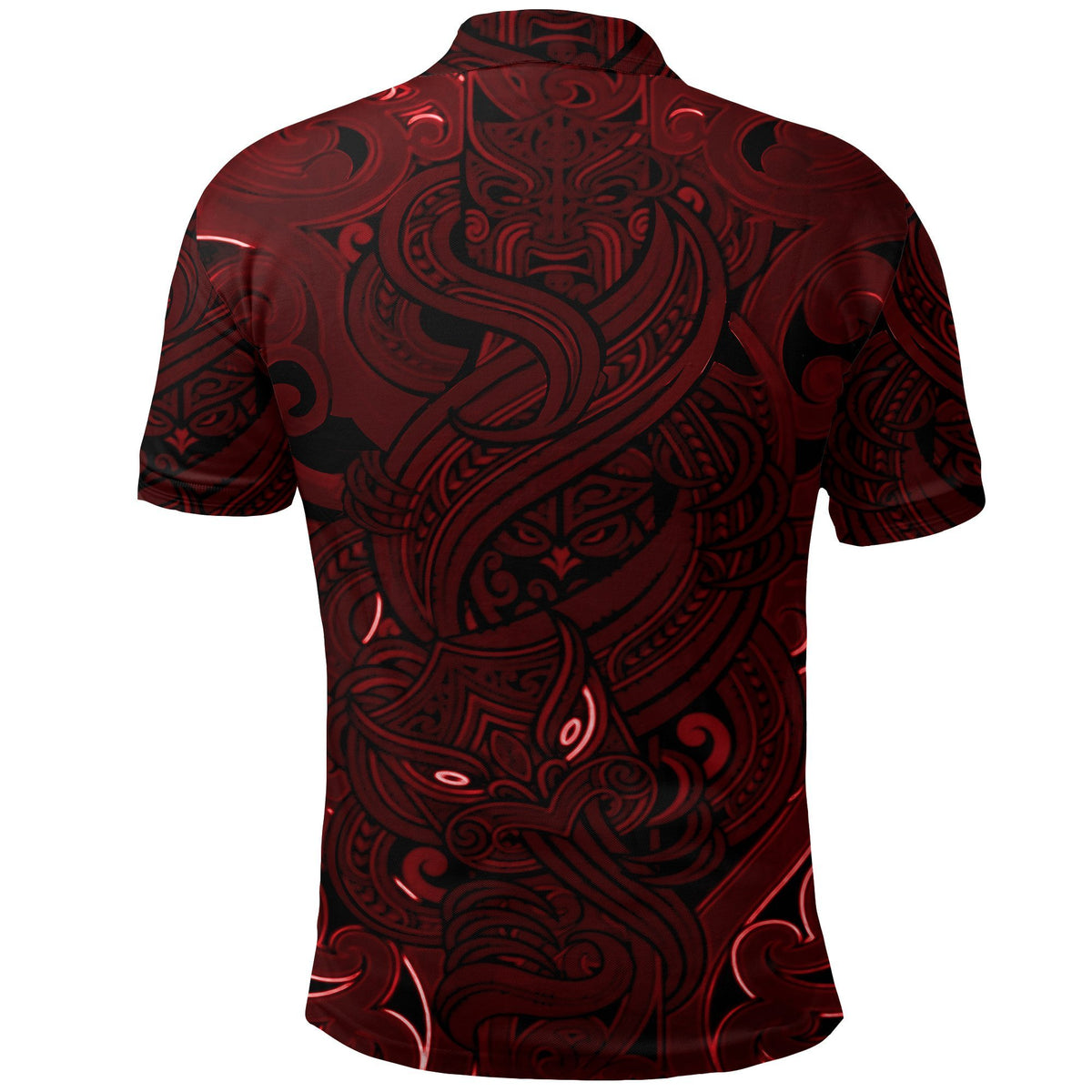 New Zealand Polo Shirt, Maori Gods Golf Shirt, Tumatauenga (God of War) Red - Polynesian Pride