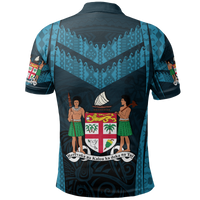 Fiji Polo Shirt Vitian Coat Of Arms Tapa - Polynesian Pride