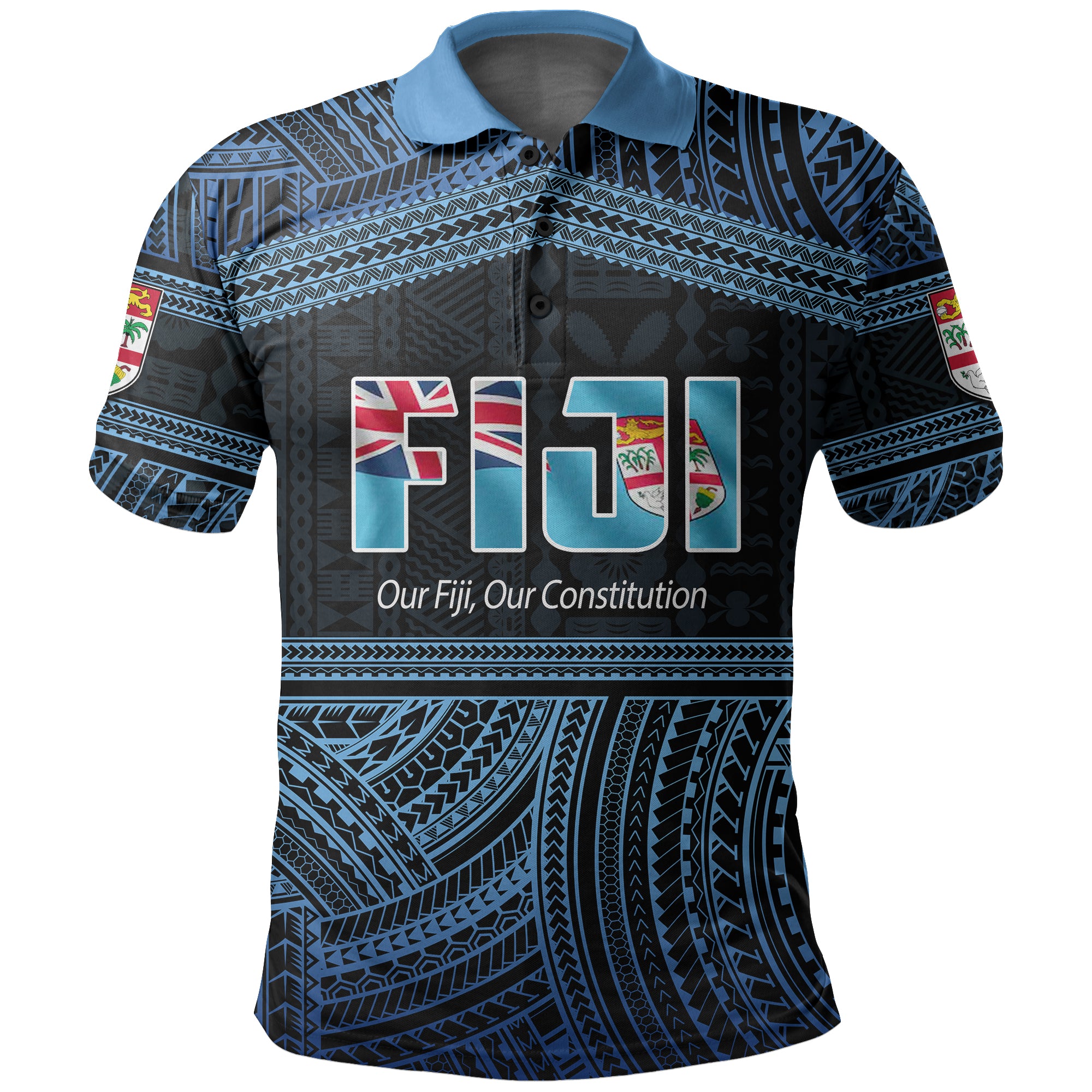 Fiji Constitution Day Polynesian Patterns Polo Shirt LT6 Unisex Blue - Polynesian Pride