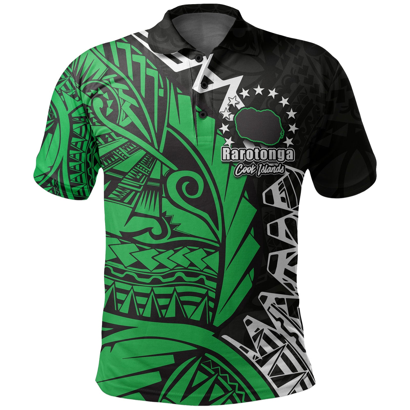 Custom Cook Islands Polo Shirt Rarotonga Polynesian Style LT6 Green - Polynesian Pride