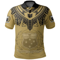 Custom Samoa Tribal Tattoo Coat Of Arms Polo Shirt No.2 LT6 Gold - Polynesian Pride