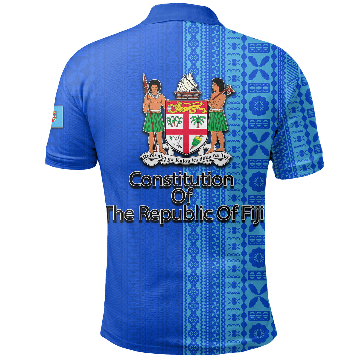 Fiji Constitution Day Half Tapa Patterns Polo Shirt LT6 - Polynesian Pride