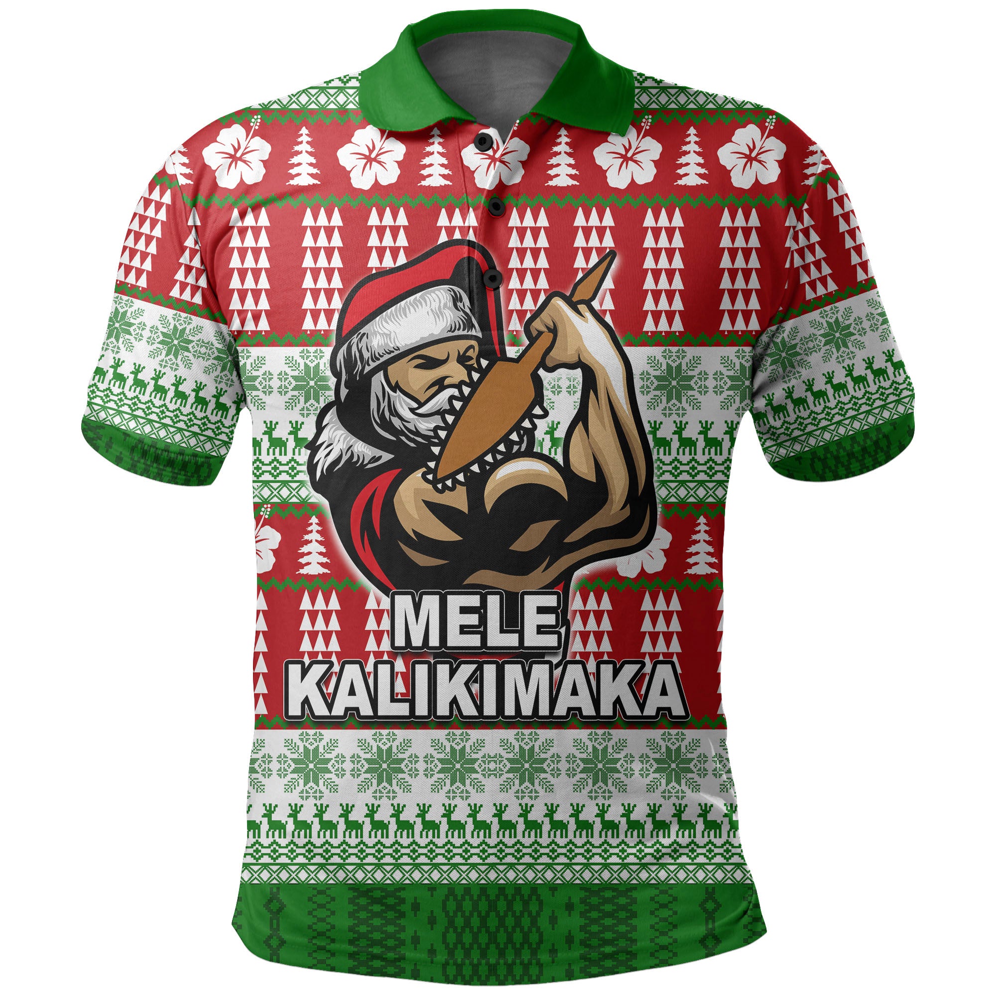 Hawaiian Santa Claus Warrior Polo Shirt Christmas LT6 - Polynesian Pride