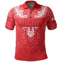 Custom Tonga Rugby Polo Shirt Polynesian With Coat Of Arms Style Unisex Red - Polynesian Pride