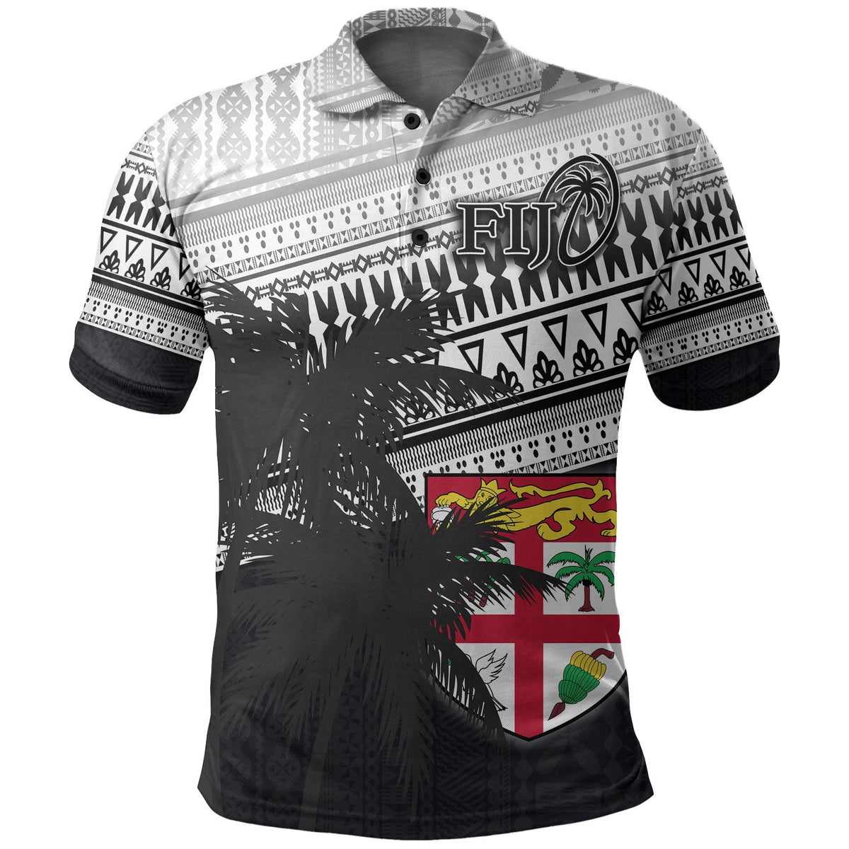 Combo Polo Shirt and Men Short Fiji Rugby Makare And Tapa Patterns White - Polynesian Pride
