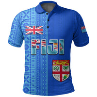 Fiji Constitution Day Half Tapa Patterns Polo Shirt LT6 Unisex Blue - Polynesian Pride