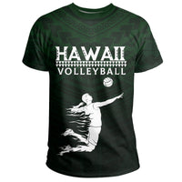 Volleyball Sport Hawaii Kakau Polynesian T Shirt Green - Polynesian Pride