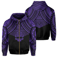 Polynesian Skull Hawaii Zip Hoodie Purple Circle Style Unisex Purple - Polynesian Pride