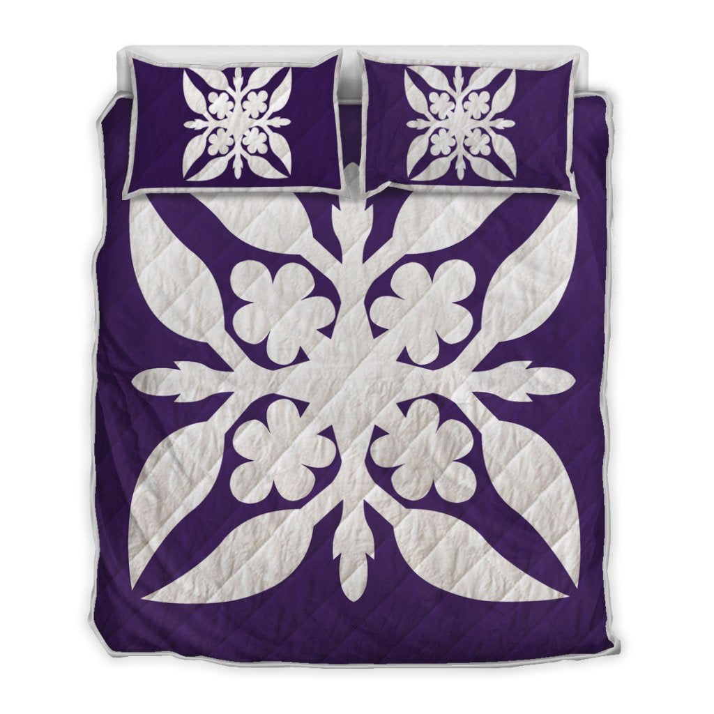 Hawaiian Royal Pattern Quilt Bed Set - Purple - G1 Style - AH Art - Polynesian Pride