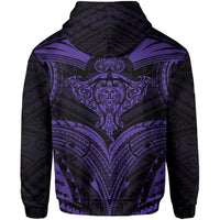 Polynesian Kanaka Shark Turtle Manta Ray Map of Hawaii Zip Hoodie Purple - Polynesian Pride
