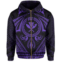 Polynesian Kakau Kanaka Turtle Map Hawaii Zip Hoodie Circle Style Purple - Polynesian Pride