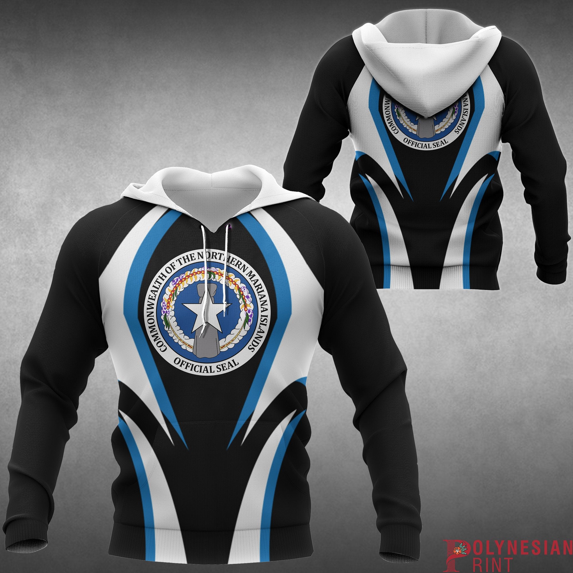 Northern Mariana Islands All Over Print Hoodie Focus Style Unisex Black - Polynesian Pride