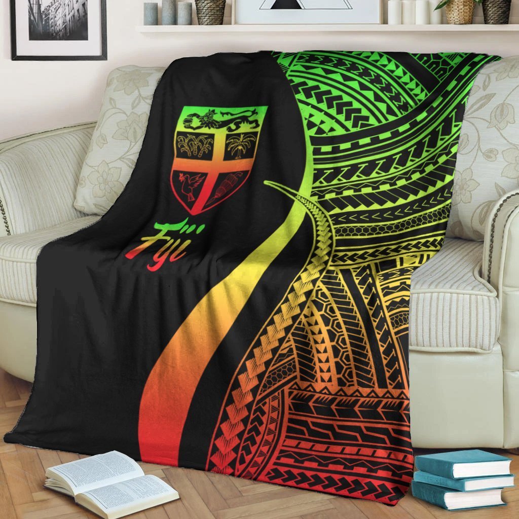 Fiji Premium Blanket - Reggae Polynesian Tentacle Tribal Pattern - Polynesian Pride