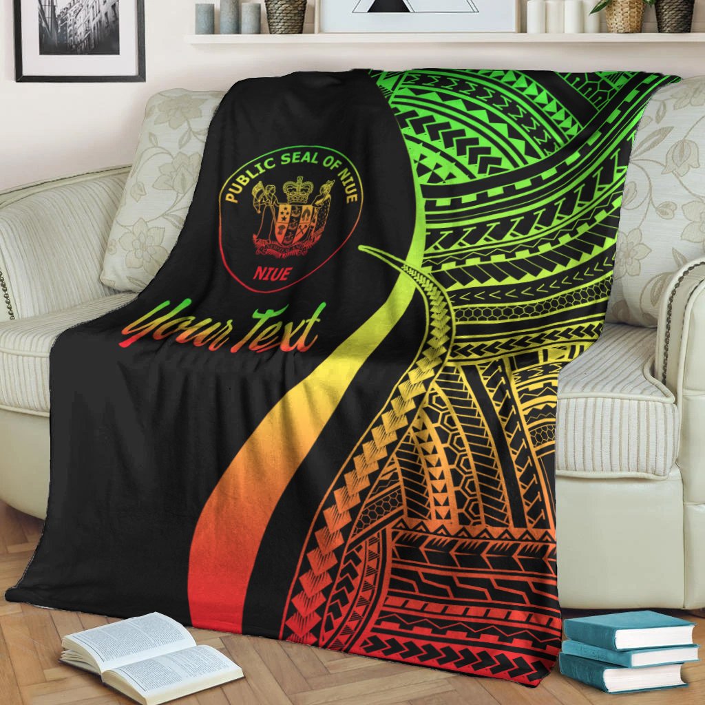 Niue Custom Personalised Premium Blanket - Reggae Polynesian Tentacle Tribal Pattern - Polynesian Pride