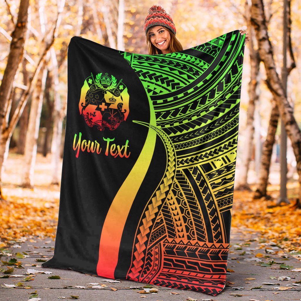 Tonga Custom Personalised Premium Blanket - Reggae Polynesian Tentacle Tribal Pattern - Polynesian Pride