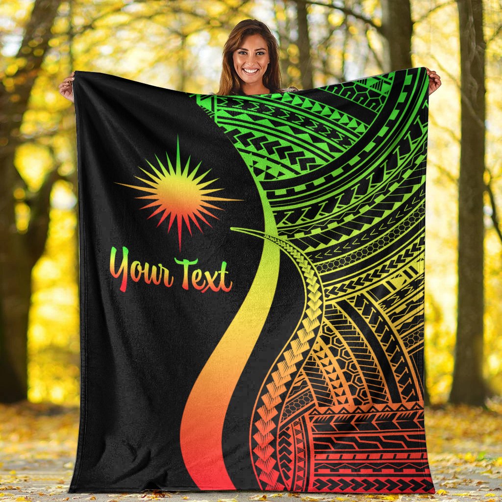 Marshall Islands Custom Personalised Premium Blanket - Reggae Polynesian Tentacle Tribal Pattern - Polynesian Pride