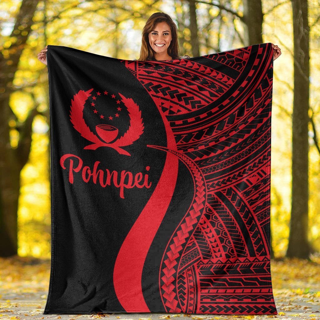 Pohnpei Premium Blanket - Red Polynesian Tentacle Tribal Pattern - Polynesian Pride