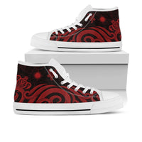 Marshall Islands High Top Shoes - Red Tentacle Turtle Unisex White - Polynesian Pride