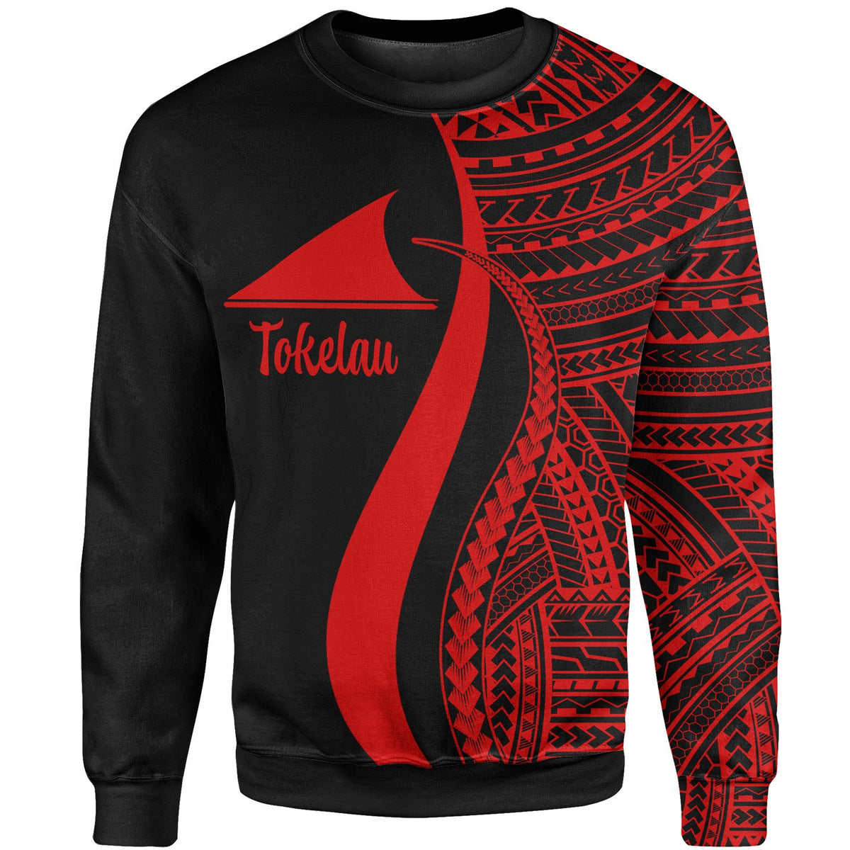 Tokelau Sweatshirt - Red Polynesian Tentacle Tribal Pattern Unisex Red - Polynesian Pride