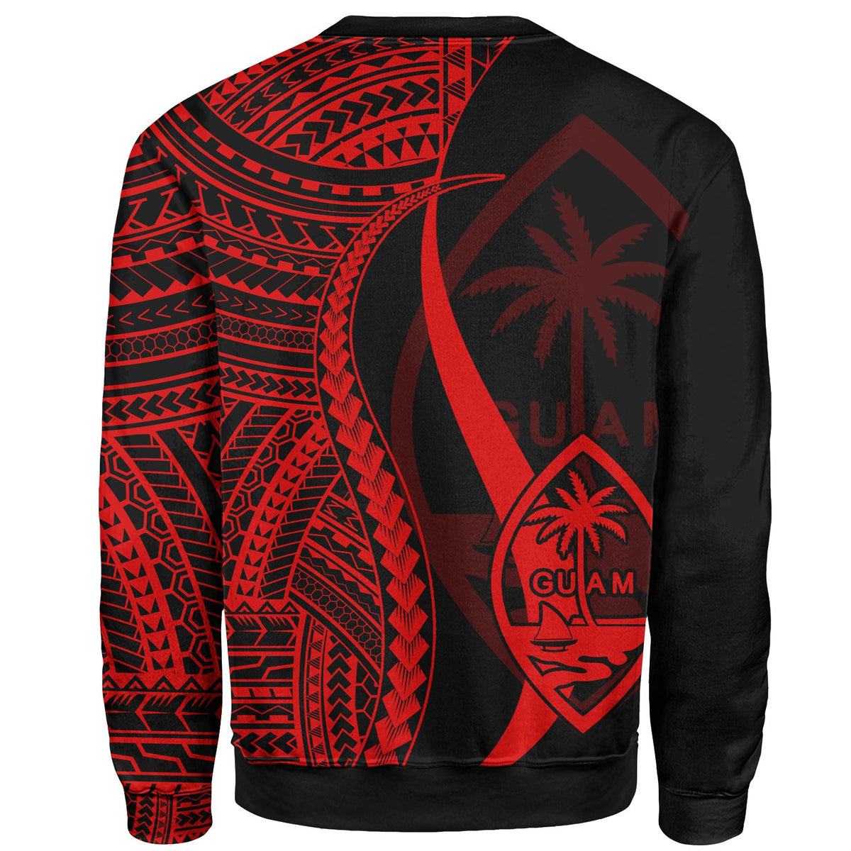 Guam Custom Personalised Sweatshirt - Red Polynesian Tentacle Tribal Pattern - Polynesian Pride