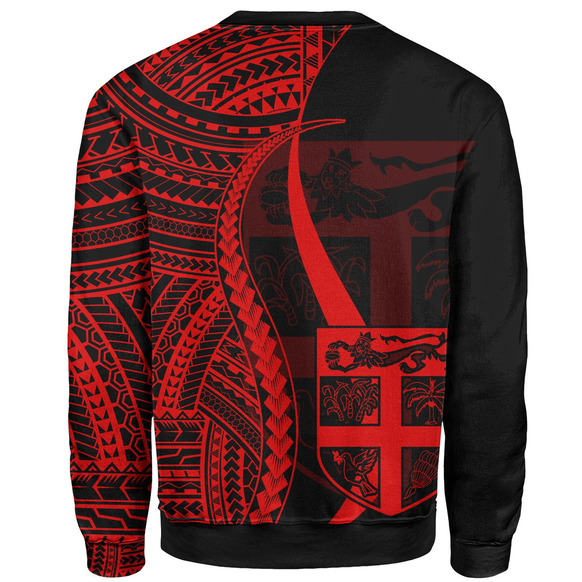 Fiji Custom Personalised Sweatshirt - Red Polynesian Tentacle Tribal Pattern - Polynesian Pride