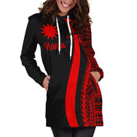 Nauru Women's Hoodie Dress - Red Polynesian Tentacle Tribal Pattern - Polynesian Pride