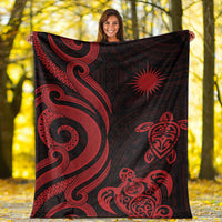 Marshall Islands Premium Blanket - Red Tentacle Turtle Crest - Polynesian Pride