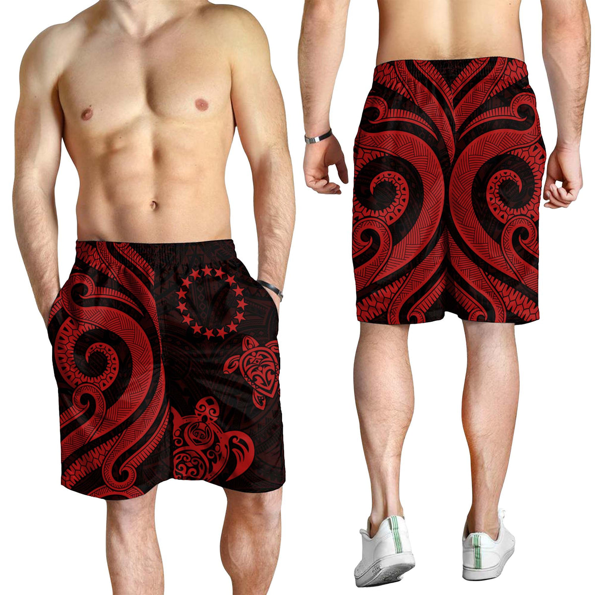 Cook Islands Men's Short - Red Tentacle Turtle - Polynesian Pride