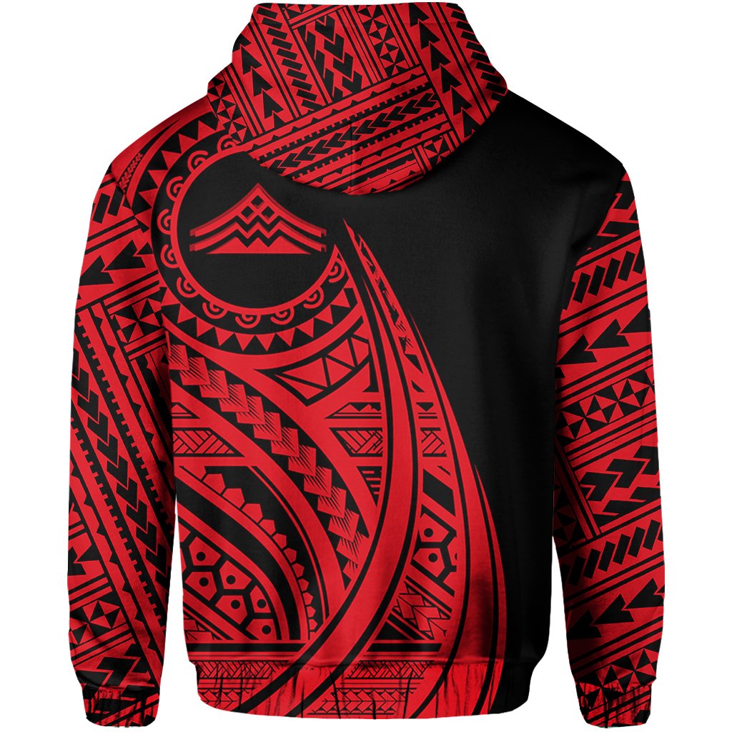 Hawaii Mauna Kea Polynesian Zip up Hoodie Tatoo Style Red - Polynesian Pride
