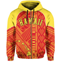 Hawaii Nei Hoodie Zip up Polynesian Red and Yellow - Polynesian Pride