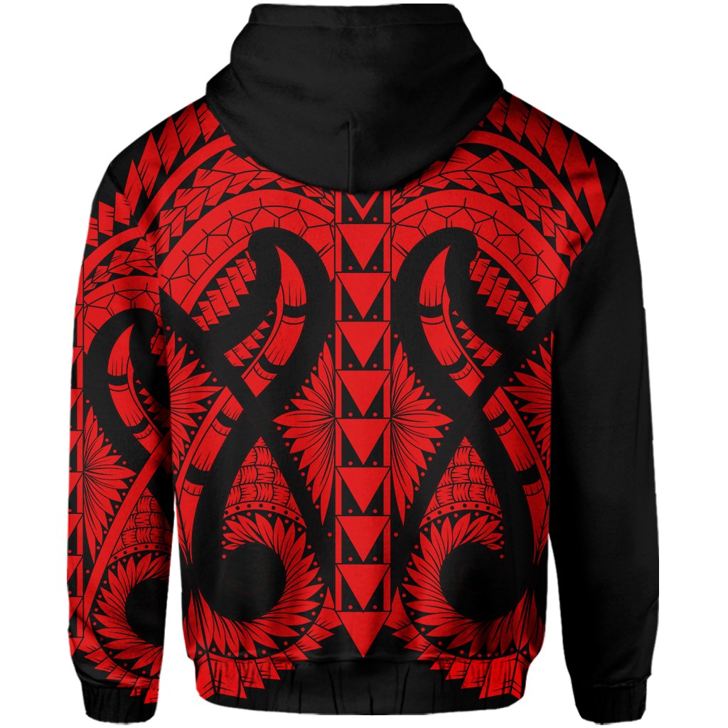 Hawaii Polynesian Zip Hoodie In My Heart Ryan Style Red - Polynesian Pride