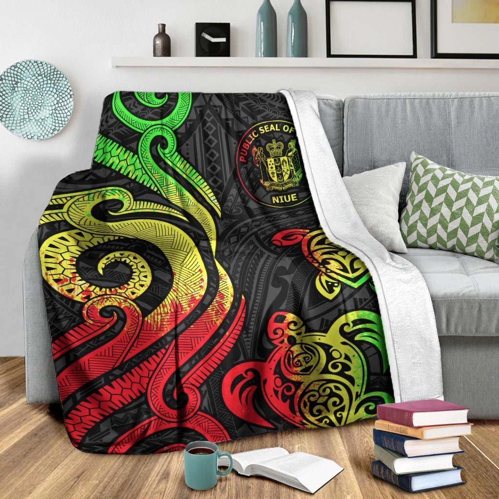 Niue Premium Blanket - Reggae Tentacle Turtle - Polynesian Pride