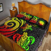 Northern Mariana Islands Quilt Bed Set - Reggae Tentacle Turtle - Polynesian Pride